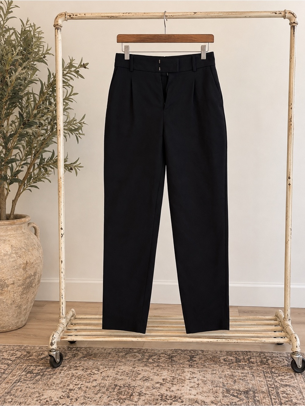 Zara Black High-Waist Tailored Trousers